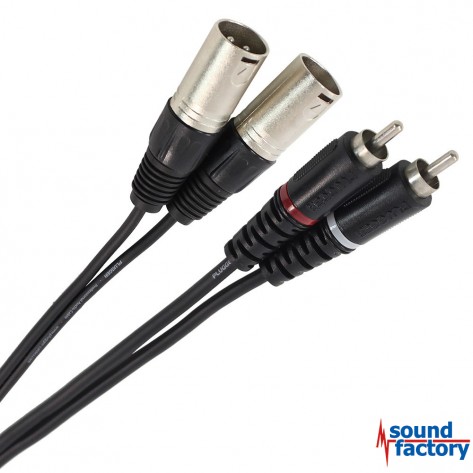 PLUGGER Kabel 2x cinch auf 2x XLR male, 3m