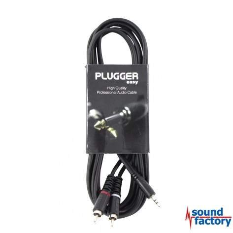PLUGGER Kabel Miniklinke stereo, 2x cinch, 3m
