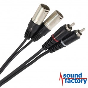 PLUGGER Kabel 2x cinch auf 2x XLR male, 3m