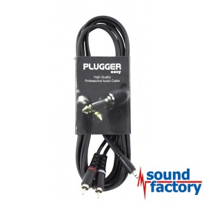 PLUGGER Kabel Miniklinke stereo, 2x cinch, 3m
