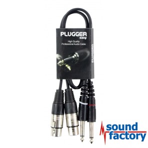 PLUGGER Kabel 2x Klinke auf 2x XLR female, 0,6m